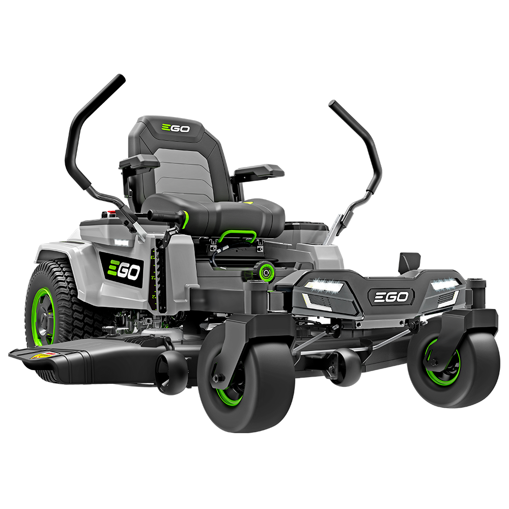 EGO ZT5207L 52-inch Z6 zero-turn riding mower with lap bars, shown in EGO manufacturer rendering; batteries and charger are not pictured.