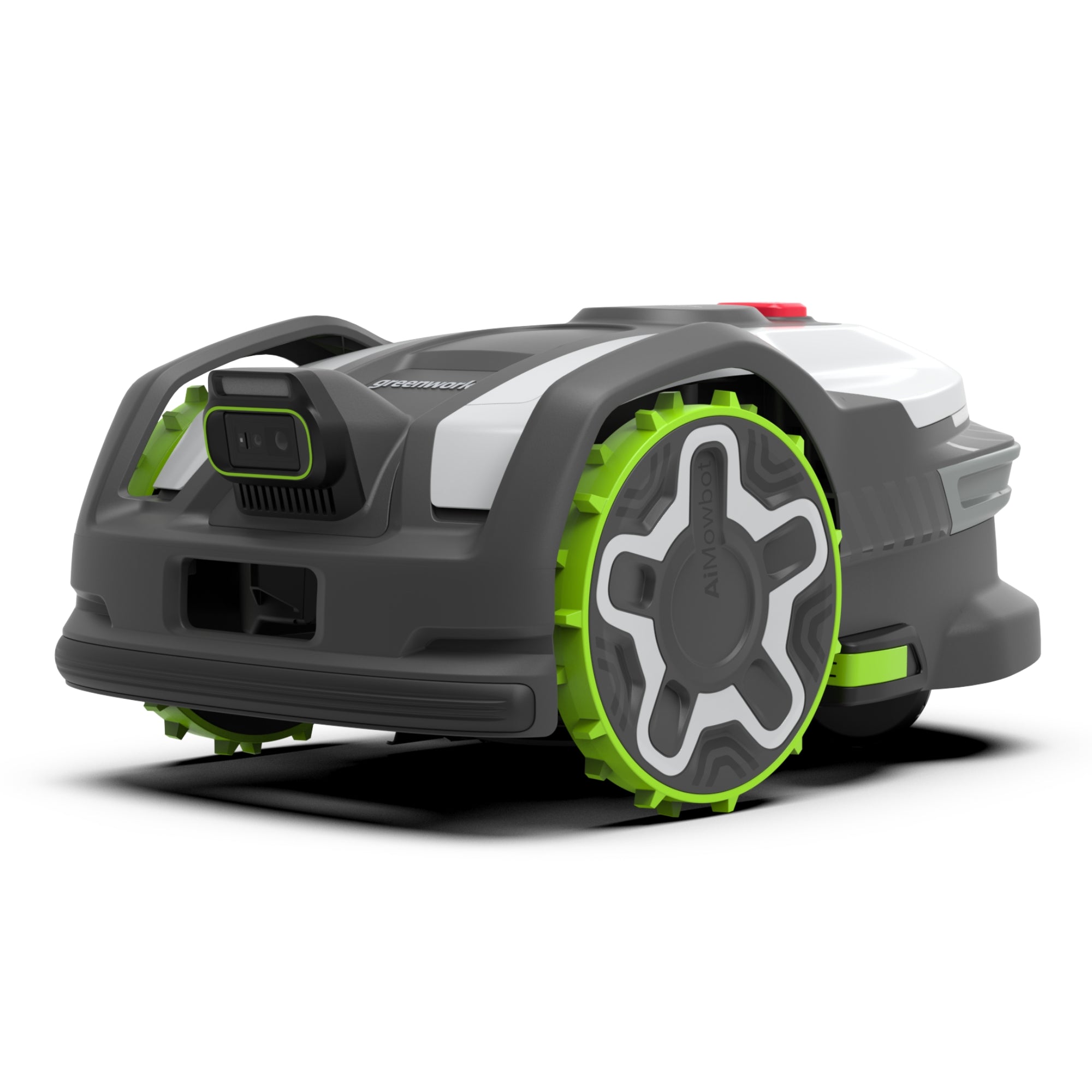 Greenworks AiMowbot C20Z robotic mower body; manufacturer rendering, not test photography; dock and reference antenna are not shown.