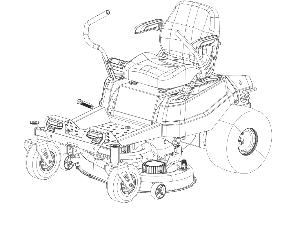 Manufacturer manual line illustration of the Greenworks CRZ4282 mower body; the shared manual covers 80V and 82V variants, and the A1 battery/charger package is not shown.