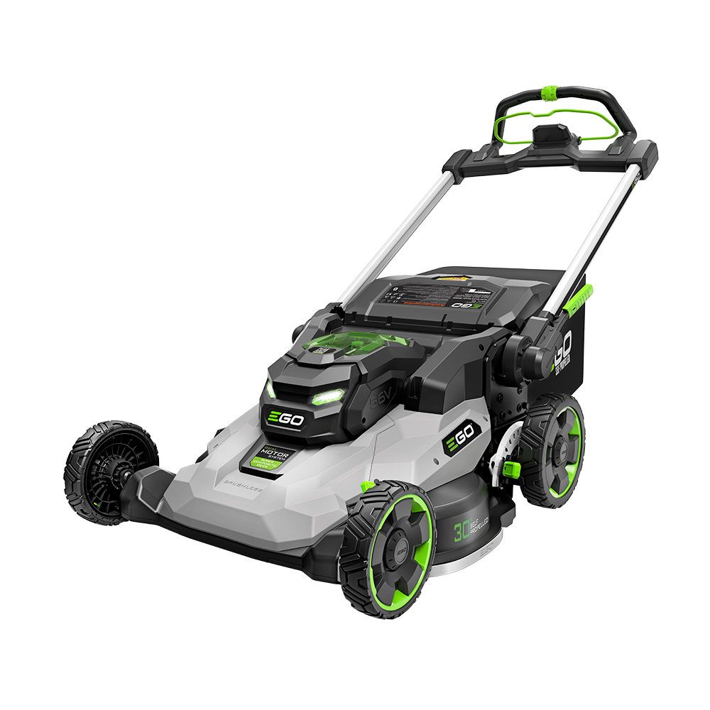 EGO LM3004SP-2 30-inch self-propelled mower shown in an EGO manufacturer product rendering. The batteries and charger are not pictured.