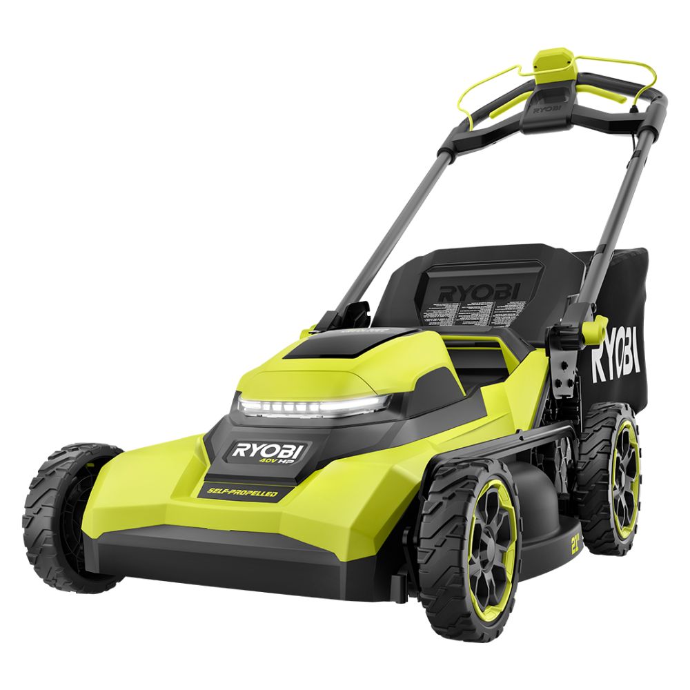 RYOBI RY40HPLM01B single-blade self-propelled 21-inch mower manufacturer rendering; package contents are described only to the extent visible and verified on the exact product page.