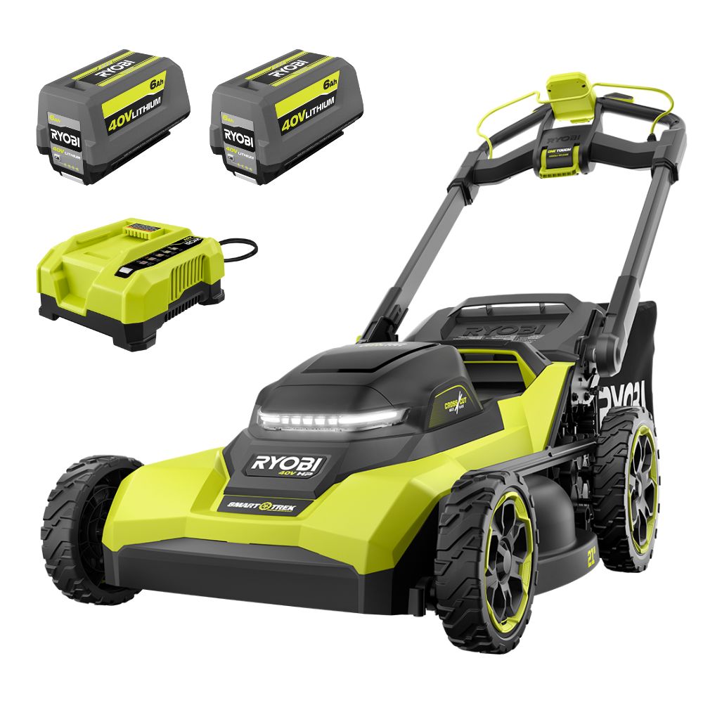 RYOBI RY40HPLM02K2 CrossCut multi-blade self-propelled 21-inch mower manufacturer rendering; package contents are described only to the extent visible and verified on the exact product page.
