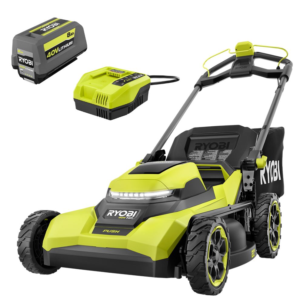 RYOBI RY40HPLM05K single-blade push-only 21-inch mower manufacturer rendering; package contents are described only to the extent visible and verified on the exact product page.