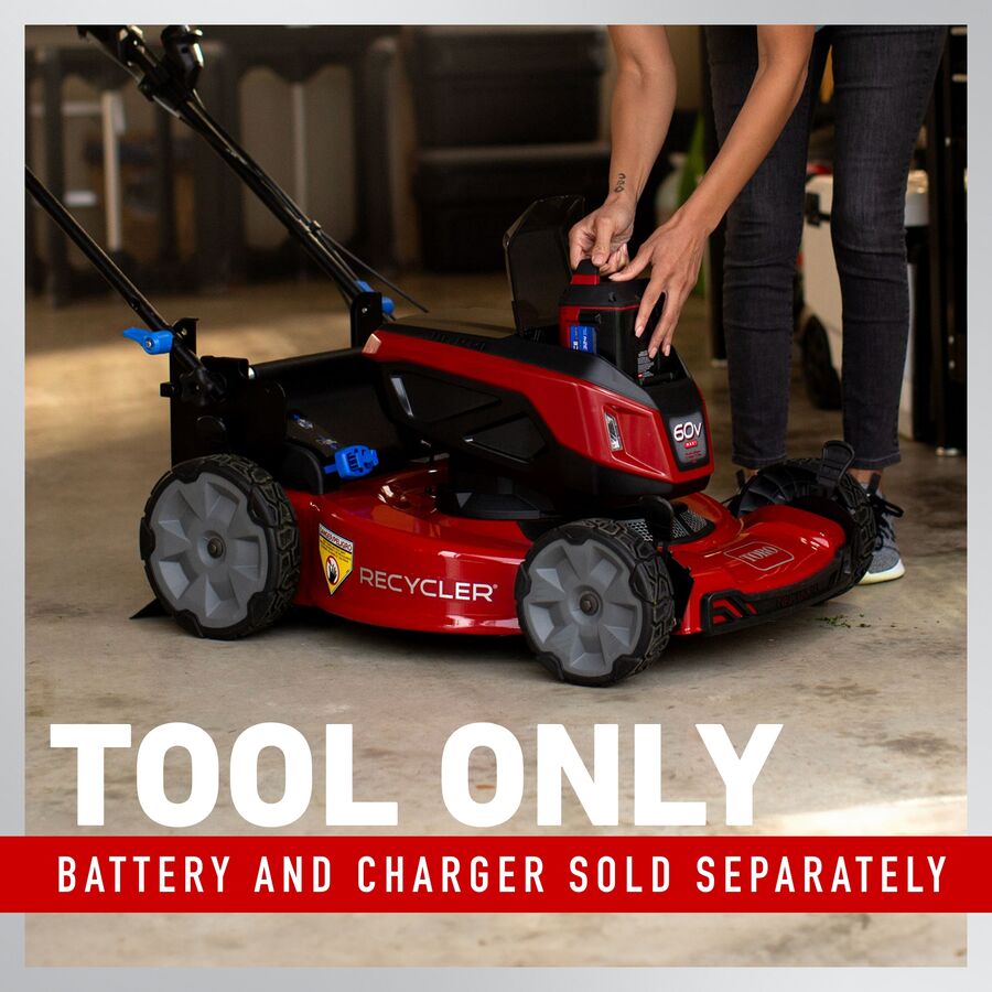 Toro 21467T 22-inch Recycler mower; its exact Toro product-page gallery labels this configuration tool-only and says the battery and charger are sold separately.